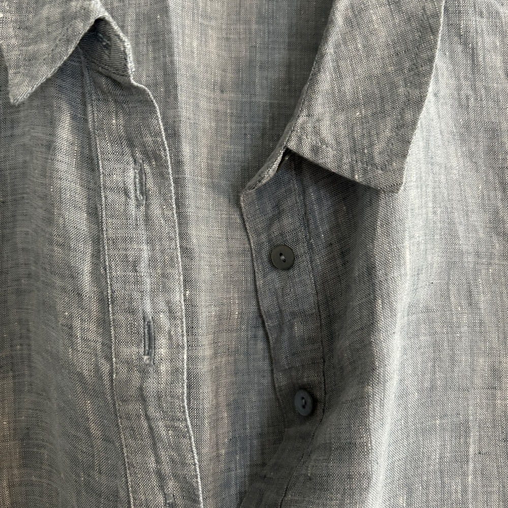 Eileen Fisher Light Gray Button-Up Tunic 100% Organic Linen Women’s Small - Picture 11 of 13